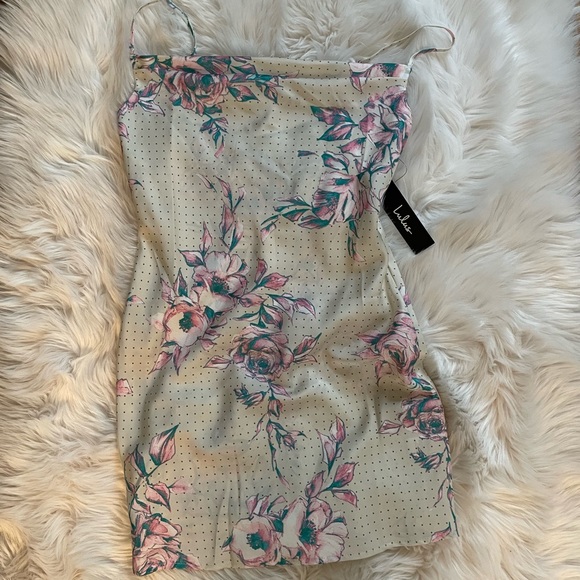 LULU’S HOW TO BE A HEARTBREAKER CREAM MULTI PRINT SATIN SLIP MINI DRESS - Picture 7 of 7